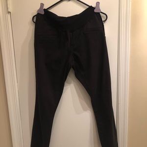 Full Panel Brushed Cotton Black Maternity Skinny Ankle Pants